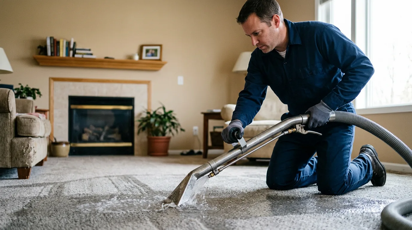 Water damage restoration technician working near Demorest, GA